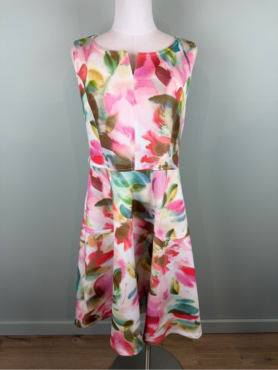 Calvin Klein Dresses & Skirts - Calvin Klein Floral Watercolor Dress Sleeveless Fit & Flare stretch Dress sz 10